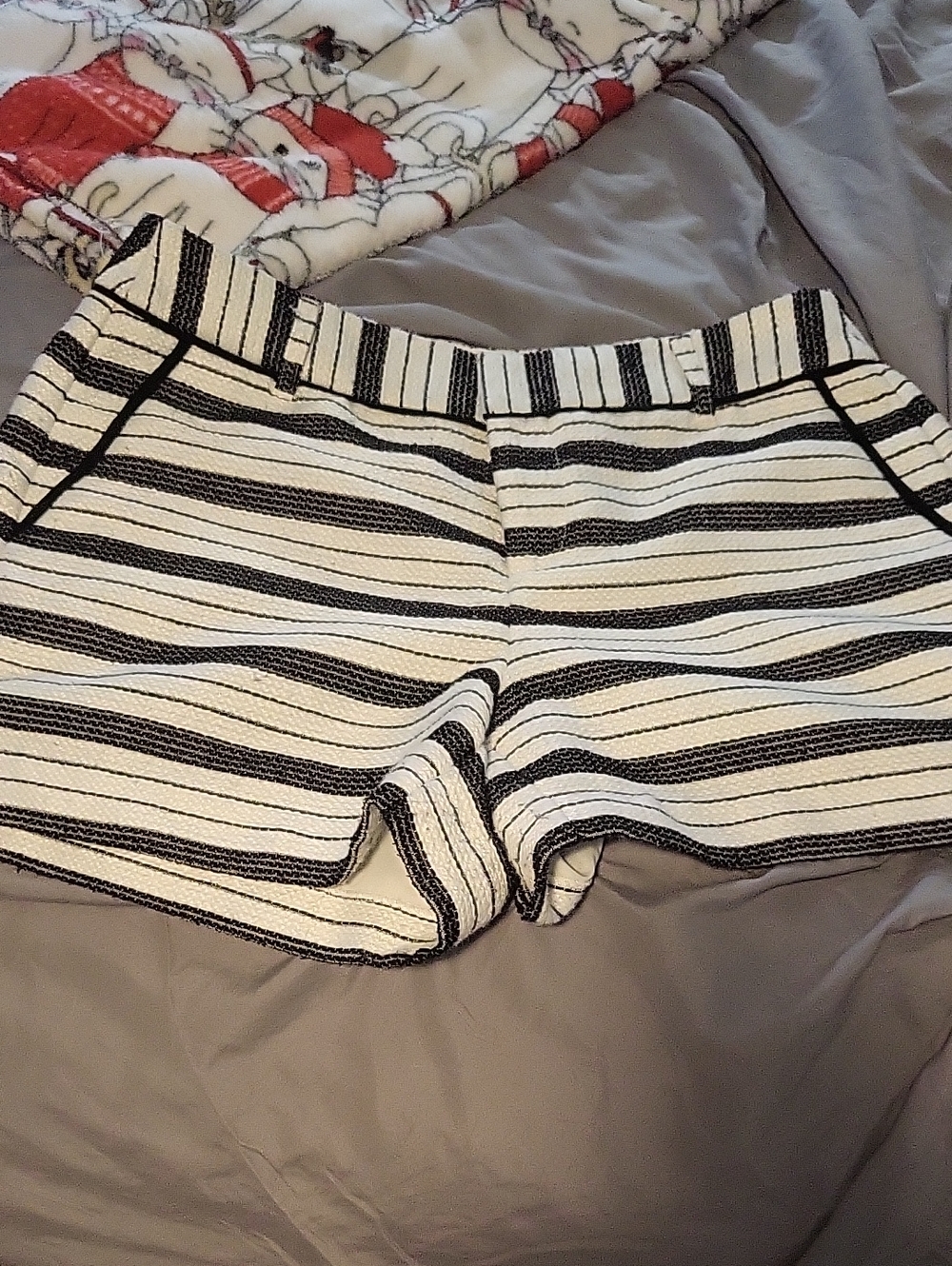Elle Black and White Striped Jean Shorts